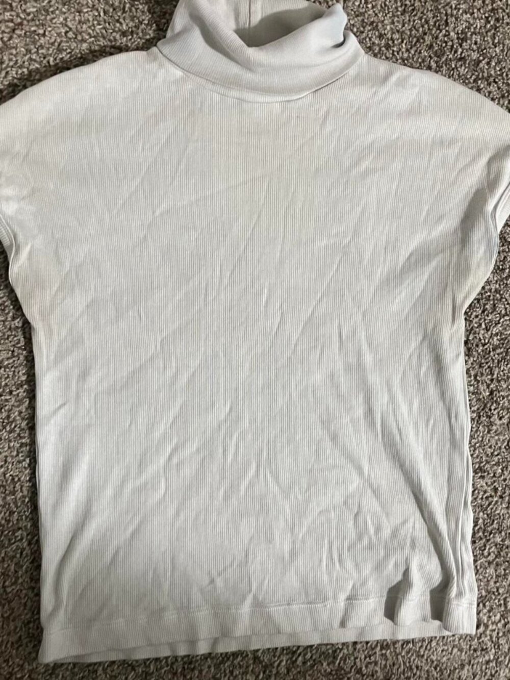 Zara White Cropped Short Sleeve Turtleneck Top Size S